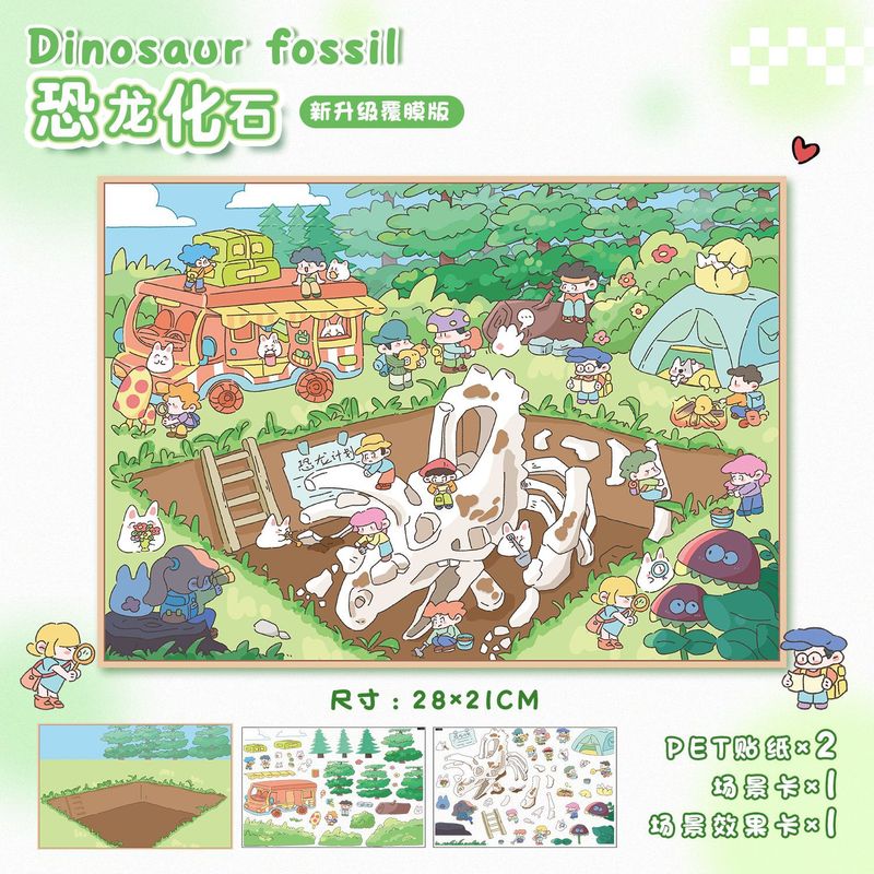 66.0 アートブルー古代風造園ステッカー特大シーンステッカー 3D 立体コラージュステッカー減圧ハンドブックステッカー|undefined