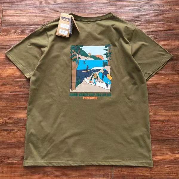 外国貿易夏の山峰プリントカジュアルゆるい丸首半袖tシャツ男女カップル服|undefined