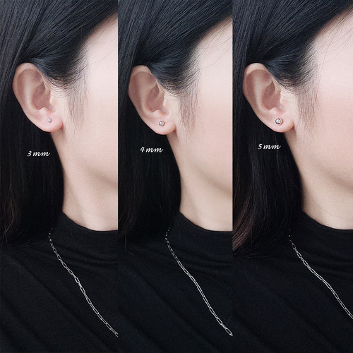 Simple glossy frosted round bead earrings s925 sterling silver temperament personality women's bean earrings INS Korean style jewelry