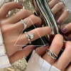 Retro fashionable ring, chain, Korean style, silver 925 sample, on index finger