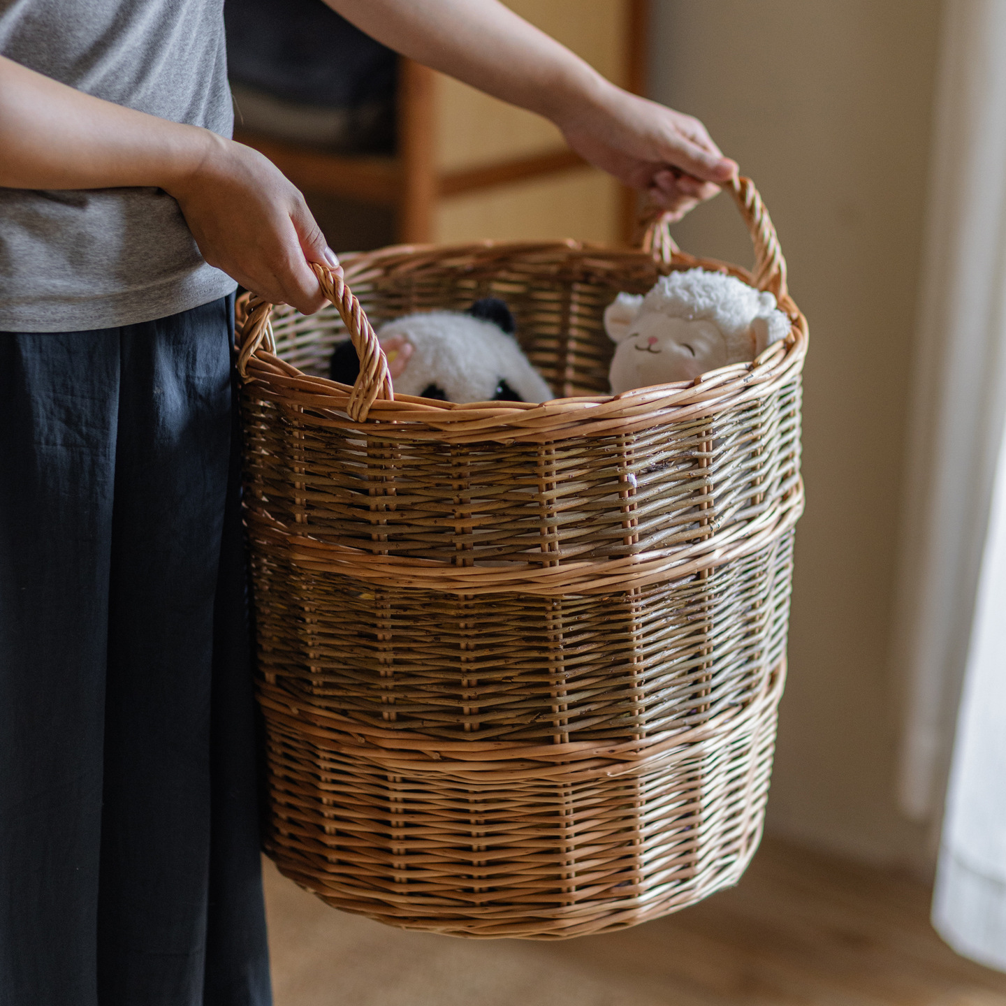 Cestas de almacenamiento de caña personalizadas tejidas a mano de gran capacidad de tela de ropa de alojamiento residencial de hoteles cestas de almacenamiento de ropa sucia