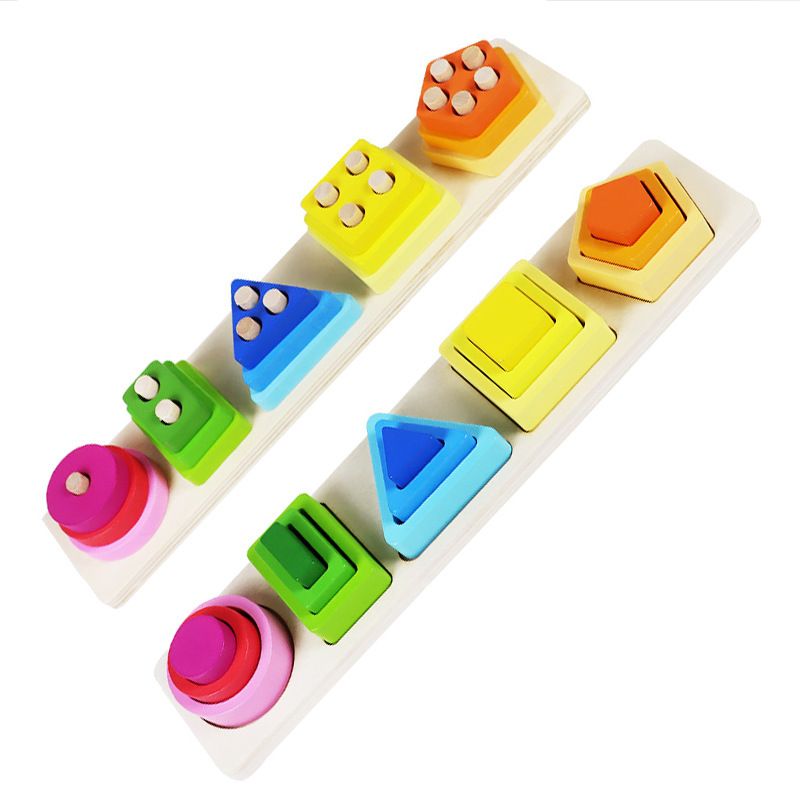 Colorful geometric shape set column children's educational early education color shape cognitive classification matching five sets of column toys