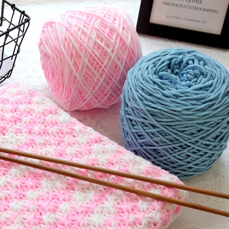 8-Strand Lover Cotton Milk Cotton Yarn Large Ball 0.2kg Manufacturer Wholesale Hand-Knitted Scarf Crochet DIY Material Package