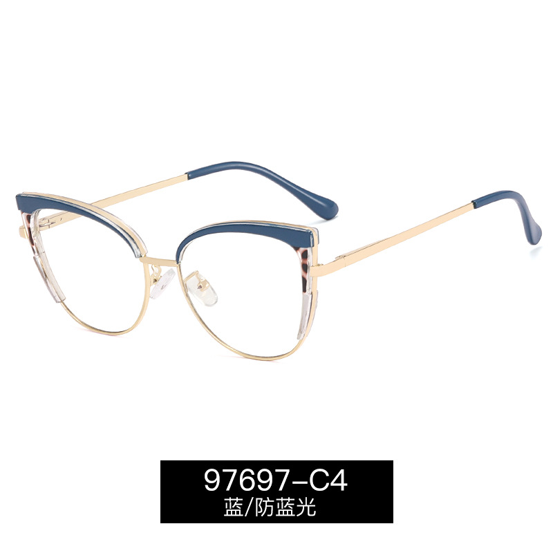97697 transfronterizas nuevas gafas de ojo de gato Marco de moda de las mujeres en stock al por mayor miopía anti-azul luz gafas
