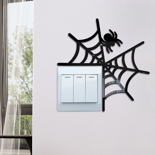 JM1103 cross-border Halloween new 3D three-dimensional spider web acrylic mirror sticker home switch decorative wall sticker