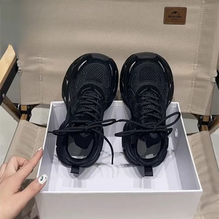 Black Samurai/Soft Sole Lightweight sneaker Women's Shoes Ins Trendy Black Torre Shoes Autumn Breathable Mesh Running Shoes