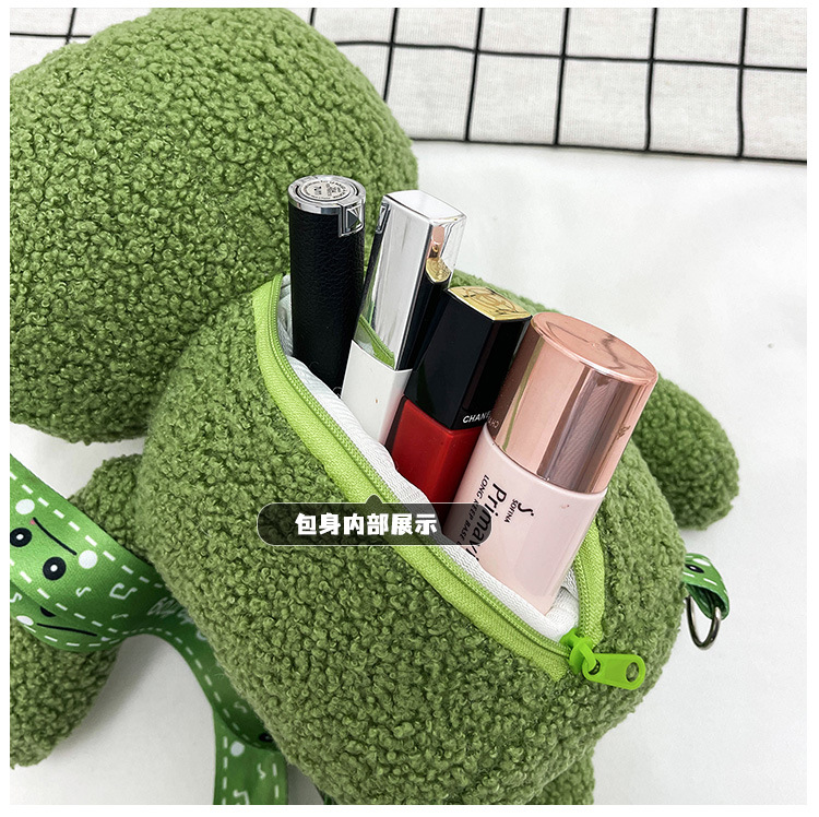 2021 Autumn New stylish and cute green frog single-shoulder crossbody bag wallet plush toy birthday gift for girls undefined