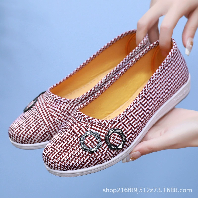 Тканевая обувь Old Beijing для среднего и пожилого возраста, дышащая Однослойная обувь с низким верхом, нескользящая женская обувь, повседневная обувь для старых леди, ленивая, мелкая обувь для мам