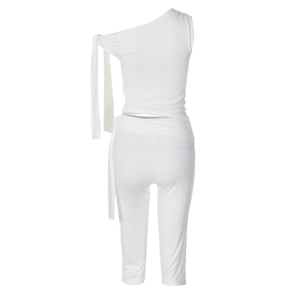 336g Weight Sleeveless Sleeve Length Spandex, Polyester Fabric Type Pant Co-ord Set Sets Type 2 Pieces Set Quantity Holiday Occasion Oblique collar Neckline Skinny Fit Type Solid Color Pattern Summer, Spring Season Women's Gender Sexy, Streetwear Style Holiday Women's Sexy Streetwear Solid Color Spandex Polyester Pant Co-ord Set Pants Sets 26