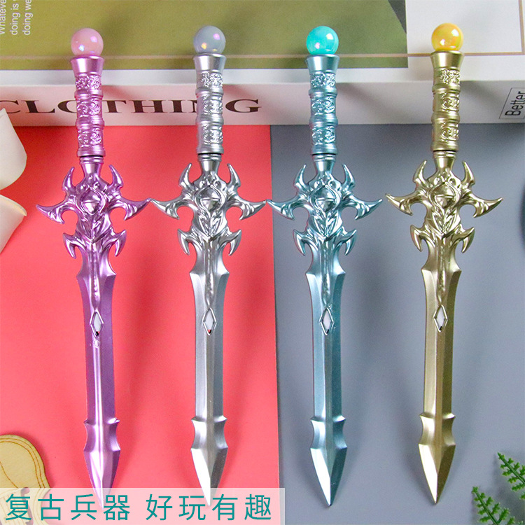 Bolígrafo de Gel con Forma de Espada de Anime Shura, con Mango de Espada y Piedra Preciosa, Arma de Plástico Imponente, Material Escolar, Bolígrafo de Regalo