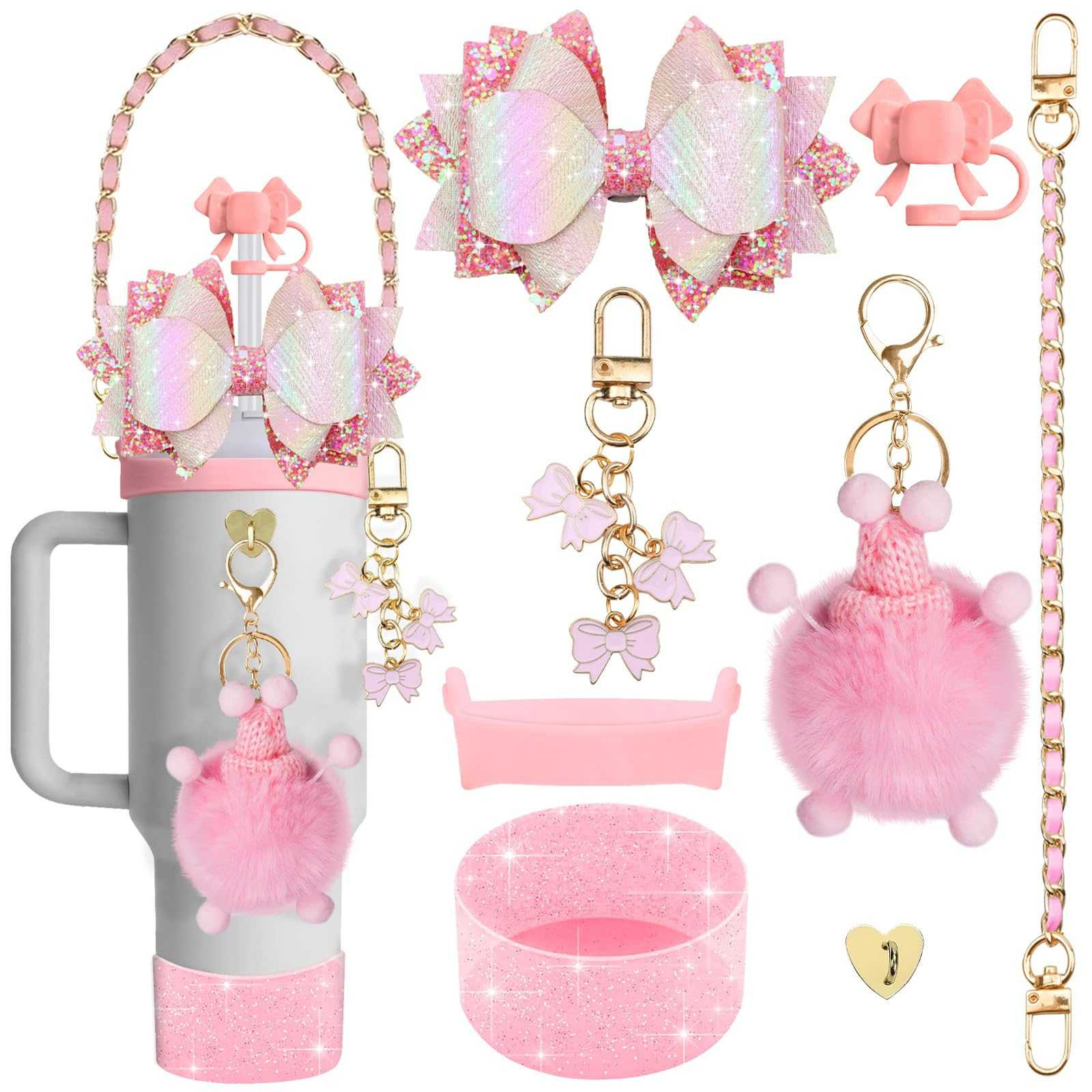 Accesorios de Amazon Stanley 40oz tejido corda de mano flor nudo gorra de paja cubierta taza colgante de pelo