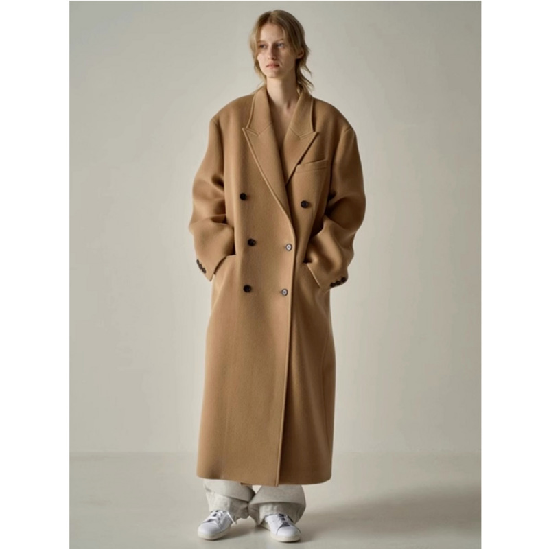 FADEC Wool Coat Women's Autumn and Winter 2024 New Lazy Style Loose Profile Long Double-Breasted Wool Coat FADEC Wool Coat Women's Autumn and Winter 2024 New Lazy Style Loose Profile Long Double-Breasted Wool Coat