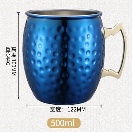 Venta caliente transfronteriza Copa de Moscú taza de mula 304 acero inoxidable chapado en cobre punto de martillo taza desnuda copa de vino copa de cóctel taza