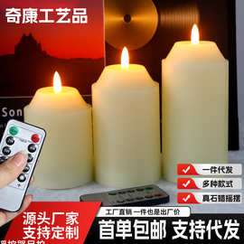 跨境圣诞蜡烛LED电子蜡烛灯柱蜡室外教堂圆柱户外教堂遥控灯
