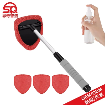 Car cleaning tools — Car Windshield Cleaning Brush - 1-b-type-eva-pentagonal-plastic-piece-4-red-cloth-covers-1-100ml-spray-bottle