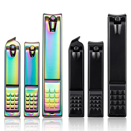 Cross-border black and silver contrast nail clippers anti-splash large manicure nail scissors set