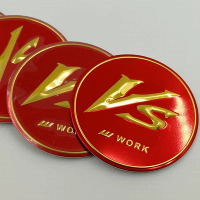 56.5mm Car Wheel Hub Decals | Car logo - 50mm-vs-gold-red-4-pieces-1-pack