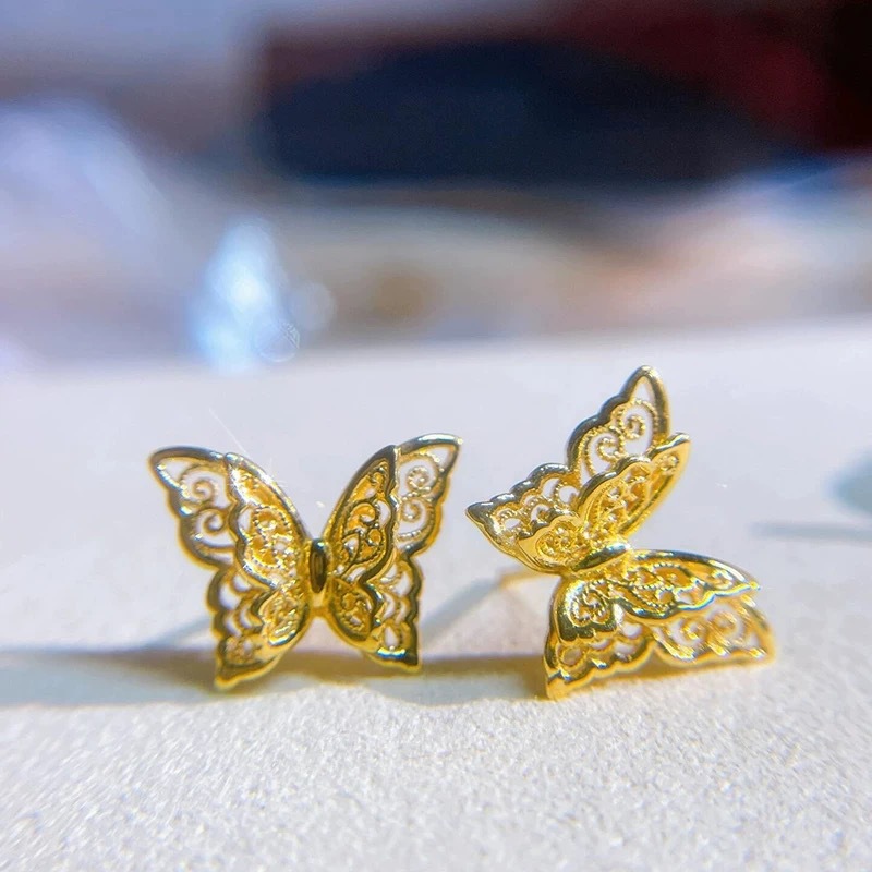 Hollow Double Layer Butterfly Stud Earrings For Girlfriend Gift_voghion.com