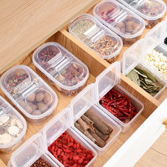 Bulk Double-Grid Deep-Lid Expandable Spice Storage Box, Plastic Large Capacity Kitchen Condiment and Spice Organizer