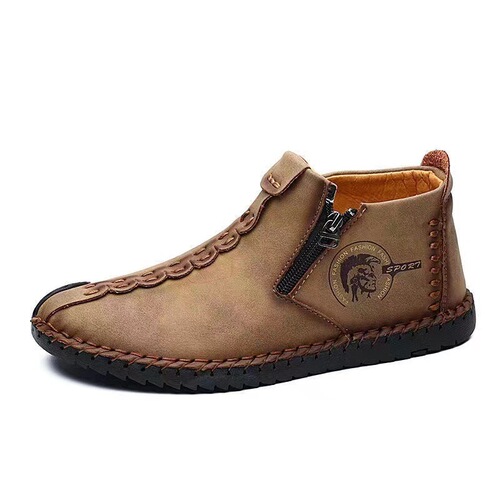 Bestselling Men's Martin Boots Autumn/Winter New Wide Size Zipper Men's Boots Outdoor Casual Hand-sewn Work Boots