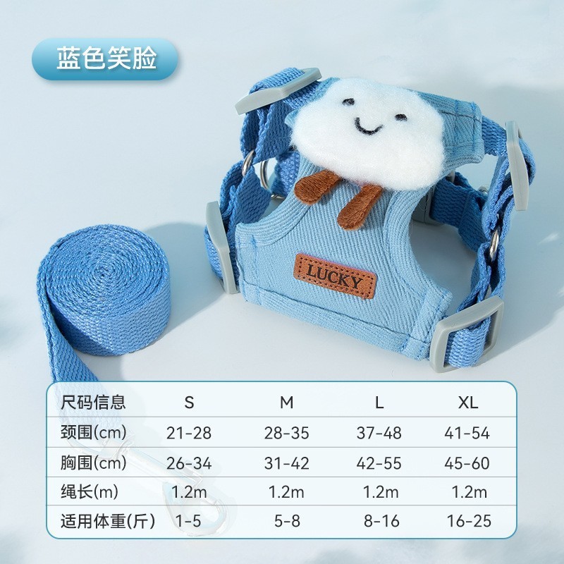 Cuatro estaciones para perros, accesorios tridimensionales divertidos y transpirables, ojos grandes, linda correa para mascotas, cuerda para pasear perros, cuerda para pasear gatos