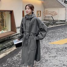 今年流行连帽工装灰色风衣外套女秋季2023新款韩版小个子休闲大衣