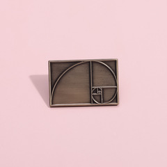 創意幾何金屬胸針 個性復古黃金比例尺造型徽章 新款包包服裝配飾