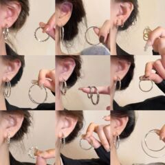 シンプルでおしゃれな銀の色の輪のピアスの気質は通勤しています。