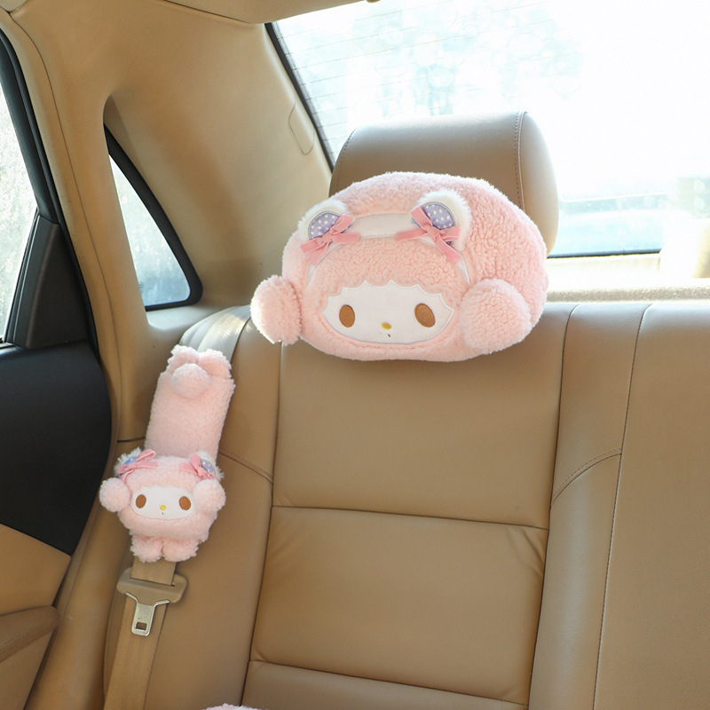 かわいい漫画メロディー子羊車腰クッションヘッドレスト安全ベルトショルダーパッド車内装飾腰保護首枕|undefined