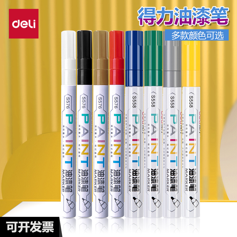 Bolígrafo de pintura Deli S558/S576, bolígrafo de alto brillo, bolígrafo blanco dibujado a mano, bolígrafo para dibujo artístico, bolígrafo plateado, bolígrafo para colorear, marcador