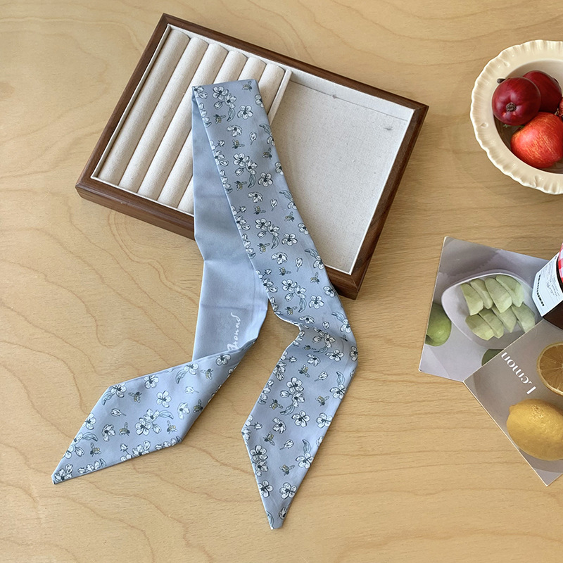 Bufandas de seda para mujeres de verano nuevo bufandas de moda flores y hierbas toallas de muñeca bolsas largas cinta cinturón atar cabello flotante
