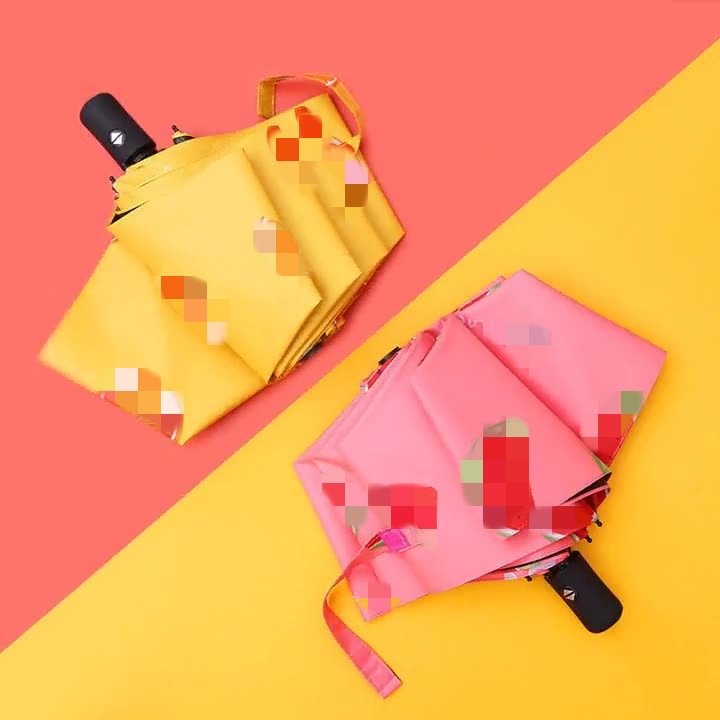 清新雨伞女防晒三折伞晴雨两用防紫外线黑胶伞太阳伞遮阳伞晴雨伞