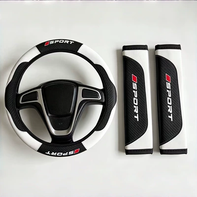 car seat shoulder pads, Sürətlər qutusu və əl tormozu başlıqları - white-three-piece-set