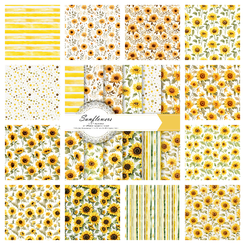 12 hojas colección de portapapeles transfronterizos portapapeles material de libro de papel papel de fondo papel de patrón DIY álbum de fotos papelería image 69