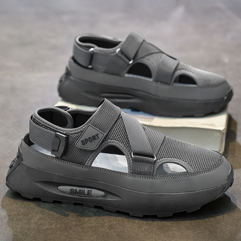 Sandalias transfronterizas para hombre, uso exterior de verano, antideslizante y desodorante, zapatos con agujeros de puntera, deportes huecos, zapatos de playa al aire libre