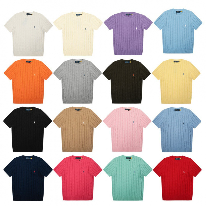 【High-End Version】Rl Ralph Lauren Classic All-Season Crew Neck Solid Color Polo Shirt with Embroidered Pocket Knit Short Sleeves 【High-End Version】Rl Ralph Lauren Classic All-Season Crew Neck Solid Color Polo Shirt with Embroidered Pocket Knit Short Sleeves