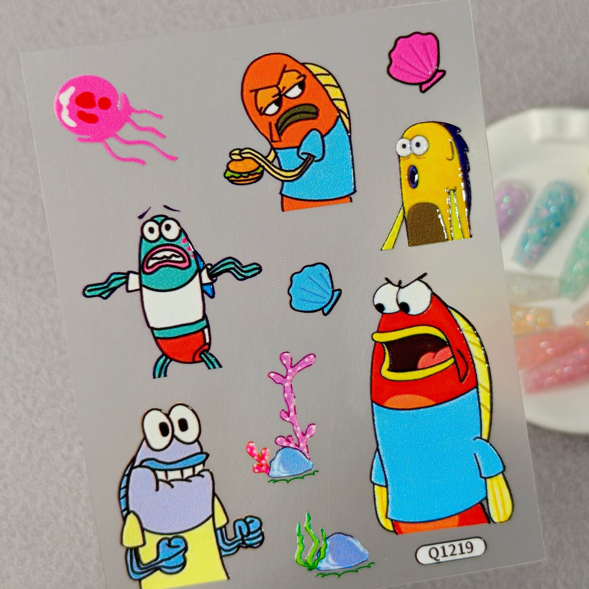 Linda pegatina de vaso de agua de Bob Esponja impermeable facción Big Star cangrejo dueño de hervidor de agua pegatina en relieve modelo q