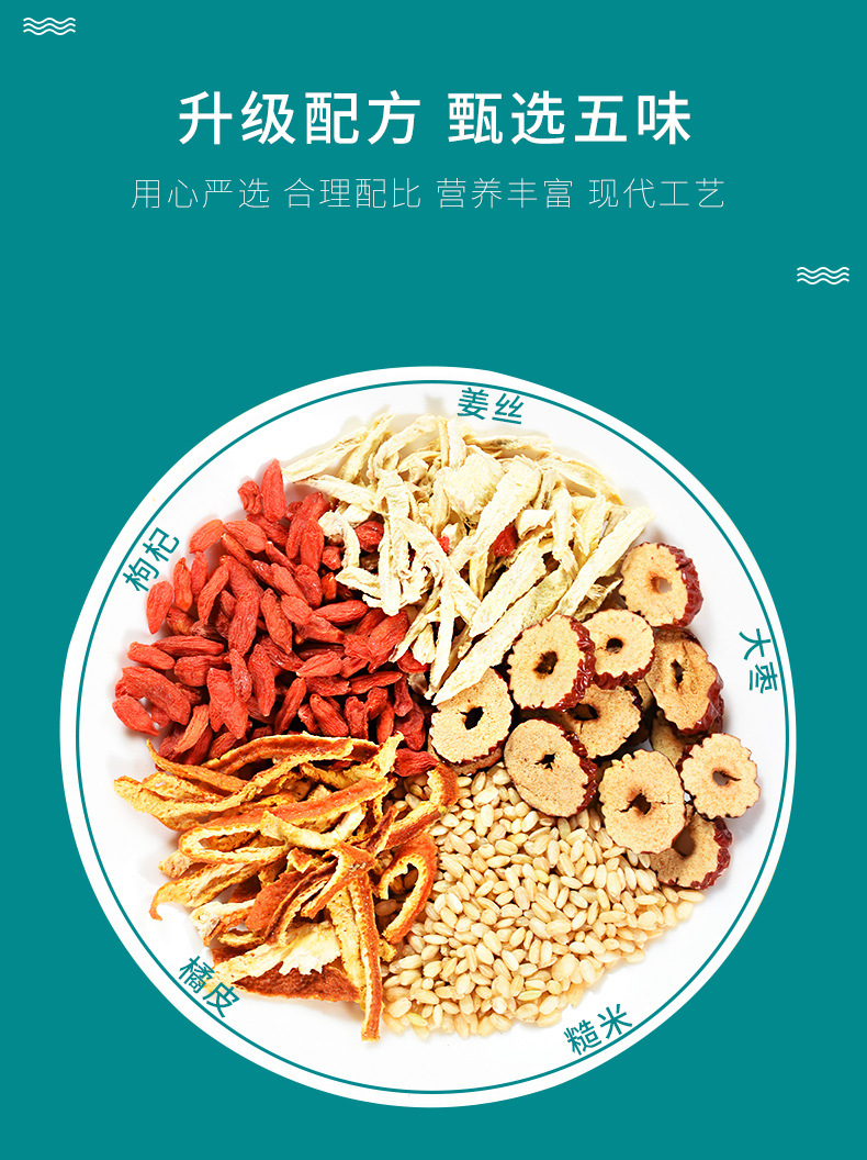 Chen Pi Ginger Rice Tea 12 Tea Bags Warming Herbal Blend with Dried Tangerine Peel Red Date and Goji overview