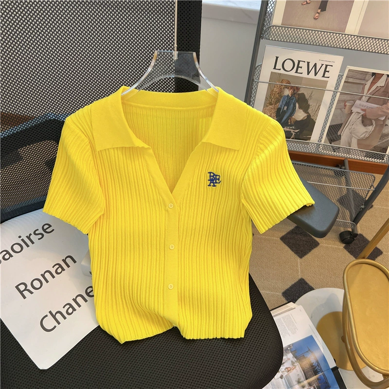 Летняя вязаная короткая кофточка, западный стиль, slim fit, приталенная