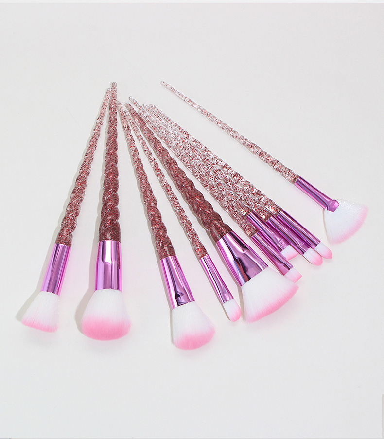 Fashion Rose Red Transparent Artificial Fiber Plastic Handgrip Makeup Brushes 1 Set display picture 3