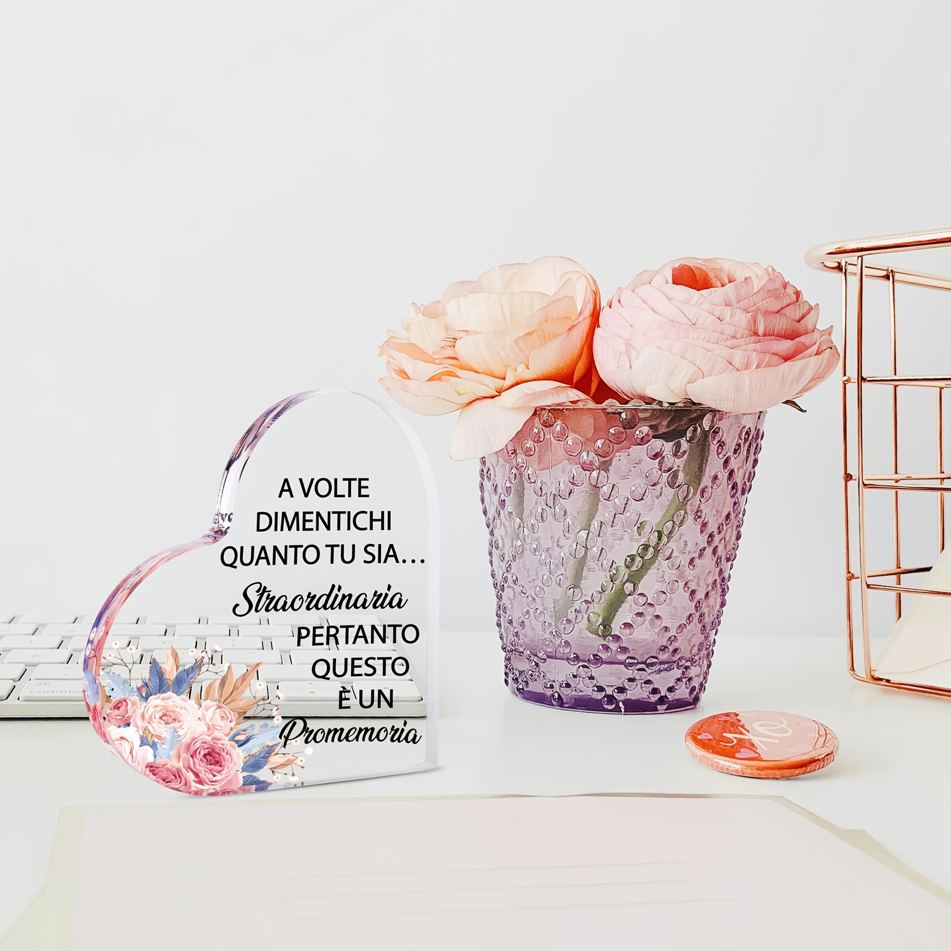 压克力心形装饰品励志礼物，送给朋友圣诞礼物精美铆钉