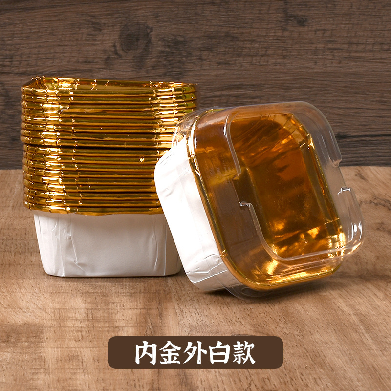 Grueso resistente a altas temperaturas cuadrado al vapor pastel muffin taza de la hornada titular papel película oro y plata rollo con tapa