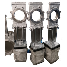 Z673H不銹鋼氣動穿透式插板閥刀閥氣動法蘭漿液閥插板閥DN100 200