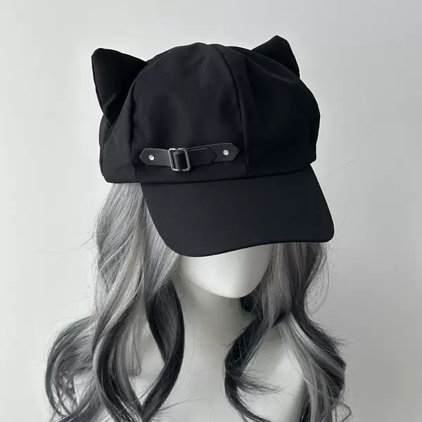 Cat Ears Duckbill Cap Star Heart Y2K Leather Buckle Subculture Otaku Cute Anime Beret Cross-Border