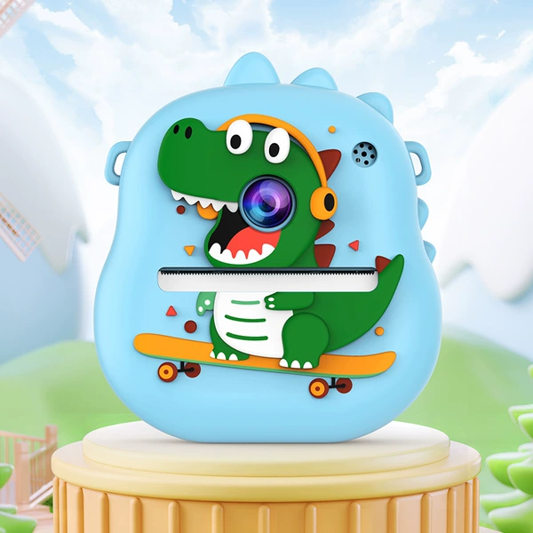 Skateboard, blue dinosaur, memory card