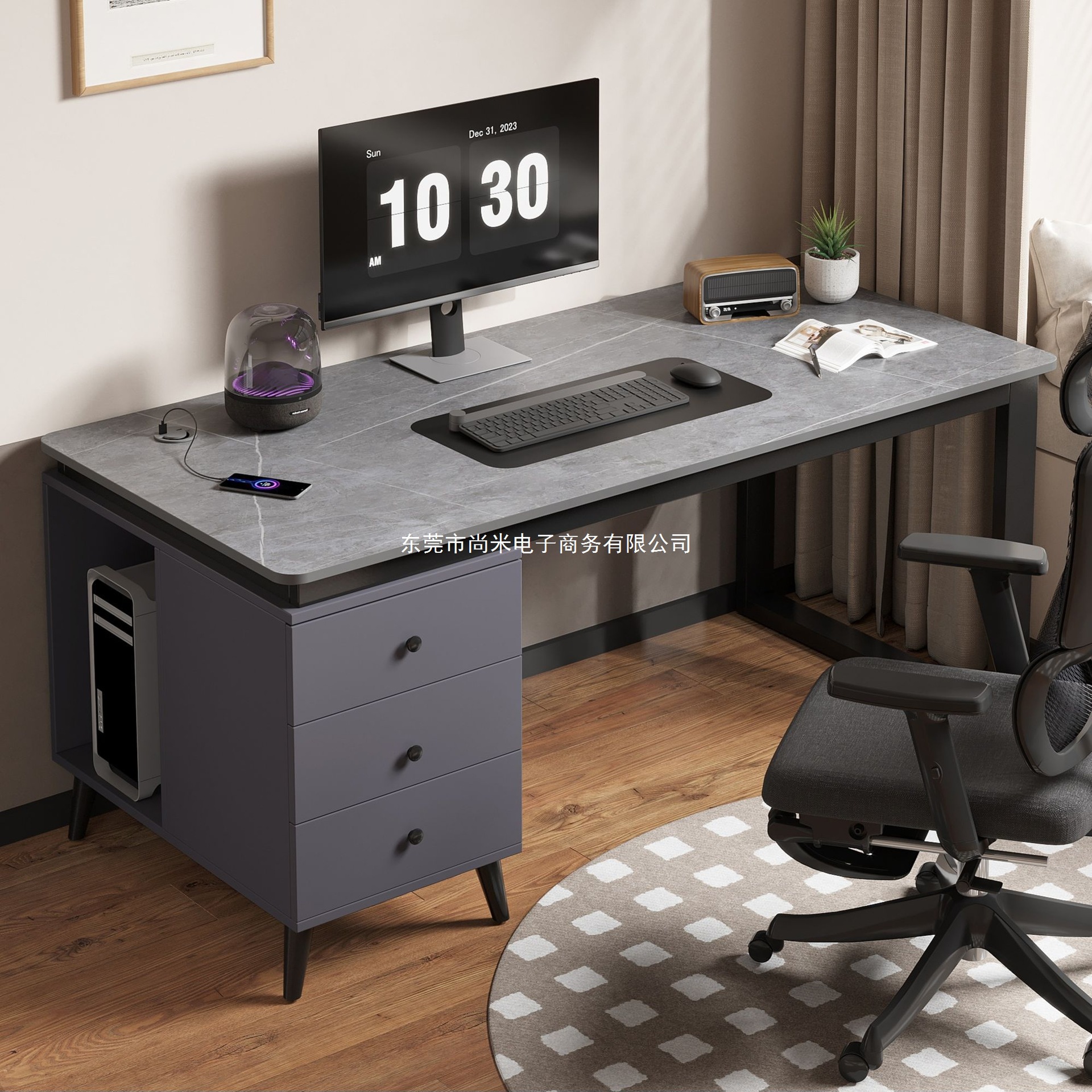 岩板电脑台式桌家用卧室学生书桌网红轻奢宿舍学习写字桌子办公桌