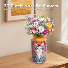 跨境 3D拼图花瓶DIY客厅摆件插花家居装饰儿童的生日圣诞礼物玩具