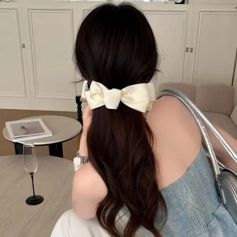 韩系缎面多层蝴蝶结香蕉夹女甜美后脑勺高马尾发夹气质百搭发饰|undefined