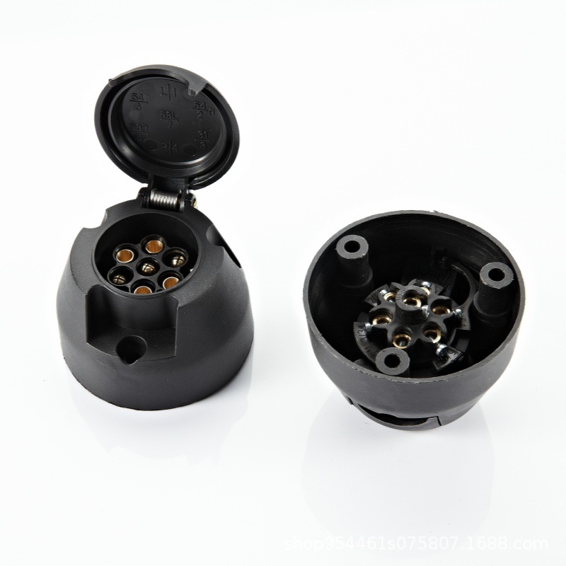 7-Core Plastic Socket 7-Core Plug Socket Round Socket Trailer Connector Trailer Accessories 12V European Style