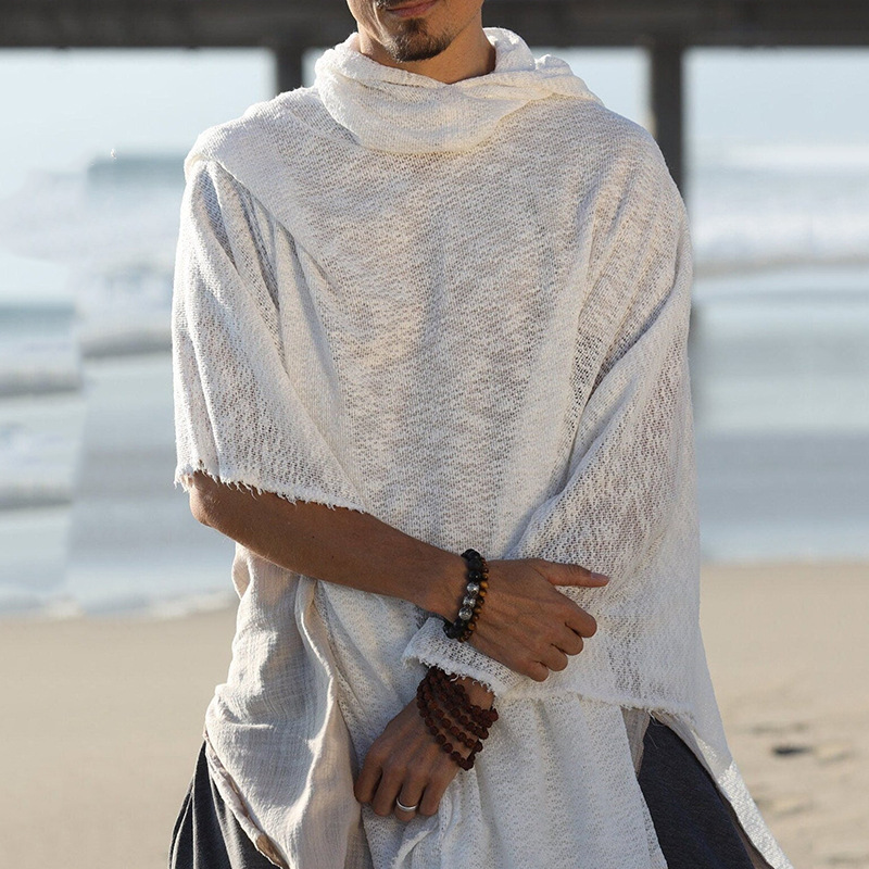 Cross-Border European and American Amazon 2026 New Hot-Selling Men's Hooded Casual Cover-Up Fashion Cape Windbreaker